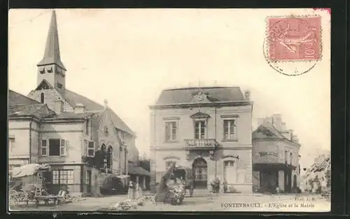 AK Fontevrault, L`Eglise et la Mairie