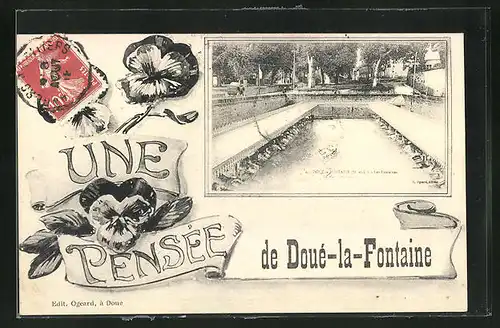 AK Douè-la-Fontaine, Les Fontaines, une Pensèe