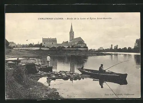 AK Chalonnes-sur-Loire, Bords de la Loire et Èglise Saint-Maurille