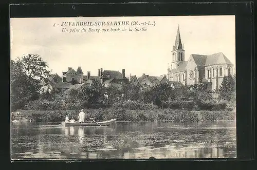 AK Juvardeil-sur-Sarthe, Un point du Bourg aux bords de la Sarthe