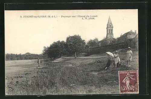 AK Juignè-sur-Loire, Paysage sur l`Ètang du Louet