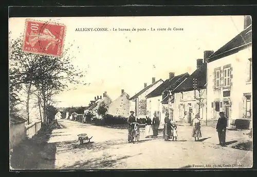 AK Alligny-Cosne, Le bureau de poste -La route de Cosne