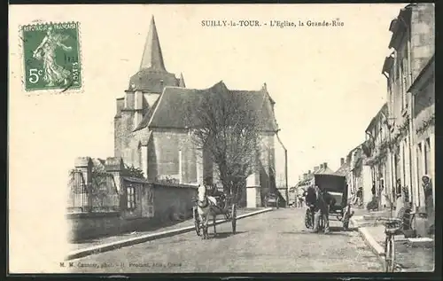 AK Suilly-la-Tour, L`Èglise, la Grande-Rue