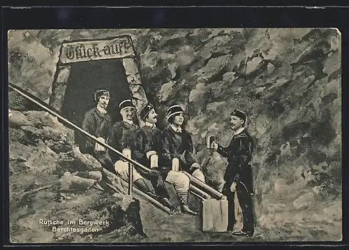 AK Berchtesgaden, Rutsche im Bergwerk