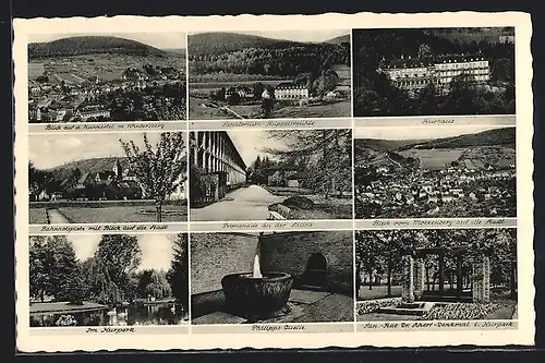 AK Bad Orb, Philipps-Quelle, Bahnhofsplatz mit Stadtblick