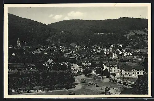 AK Bad Sooden-Allendorf, Ortsansicht mit Brücke aus der Vogelschau