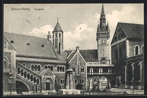AK Braunschweig, Burgplatz mit Kirche