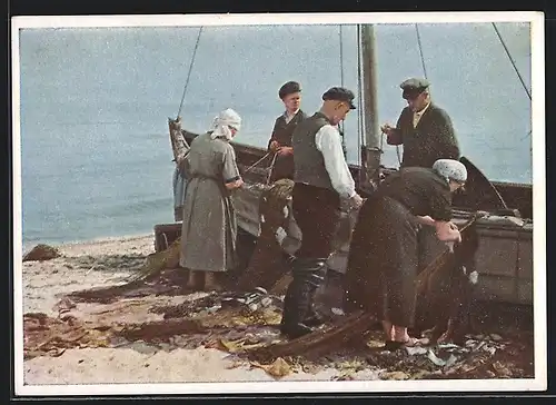 AK Fischer an der See, Reparieren der Fischernetze