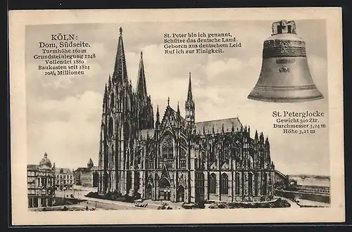 AK Köln, Dom, Südseite, St. Peterglocke