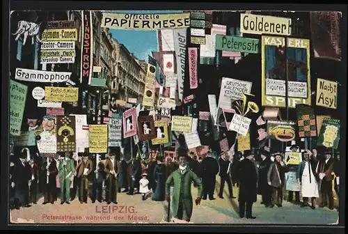 AK Leipzig, Petersstrasse während der Leipziger Messe