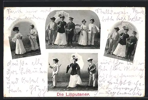 AK Liliputaner in Gewändern der Jahrhundertwende