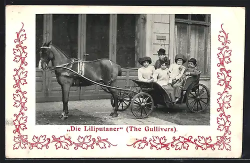 AK Die Liliputaner mit Pferdegespann, The Gullivers