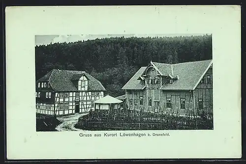 AK Löwenhagen, Blick auf den Gasthof zur Mühle