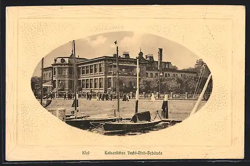 AK Kiel, Kaiserliches Yacht-Club-Gebäude im Passepartout-Rahmen