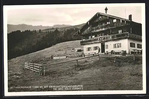 AK Bad Tölz /Obbay, Blomberghaus mit Benediktenwandgruppe