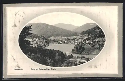 Präge-AK Herrenalb, Total a. Rotensohler Steig, Passepartout