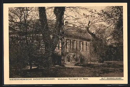 AK Alt-Düsseldorf, Niederrheinische Backsteinhäuser, Wohnhaus Reichsgraf von Spee