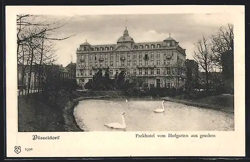 AK Düsseldorf, Parkhotel vom Hofgarten aus gesehen
