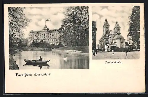 AK Düsseldorf, Park-Hotel, Jesuitenkirche