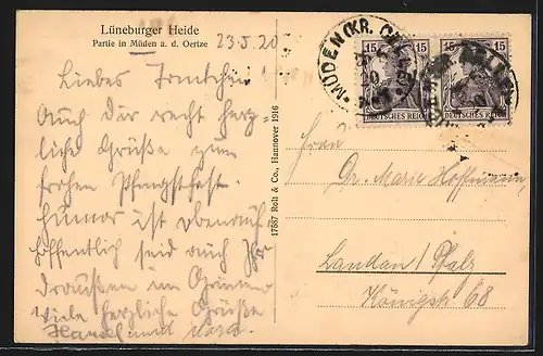 AK Müden a. d. Oertze /Lüneburger Heide, Ortspartie mit reetgedeckten Häusern