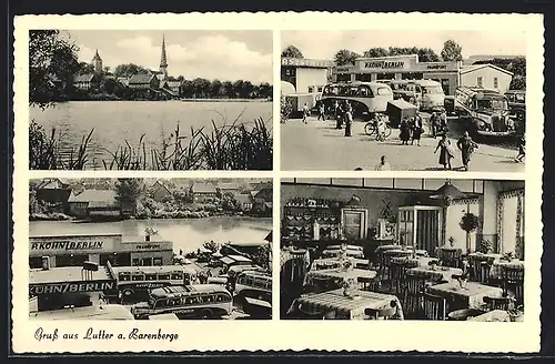 AK Lutter, Gasthaus Raststätte P. Kühn, Aussen- u. Innenansichten, Ortsansicht