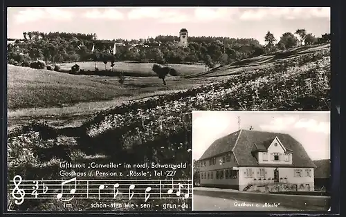 AK Conweiler im nördl. Schwarzwald, Gasthaus zum Rössle, Panorama