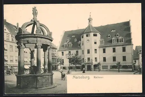 AK Merseburg, Rathaus mit Brunnen