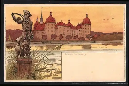 Künstler-AK Meissner & Buch (M&B) Nr. 2: Moritzburg, Schloss im Abendlicht