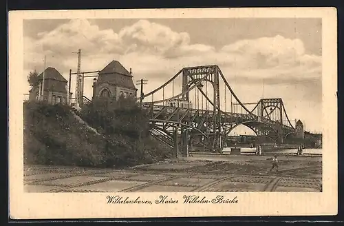 AK Wilhelmshaven, Kaiser Wilhelm-Brücke mit Strassenbahn