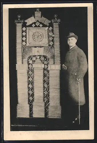 AK Goslar, Kunstuhr aus Strohhalmen gefertigt mit Eisenbahner Aug. Lehrke