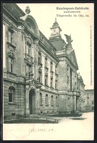 AK Karlsruhe, Reichspost-Gebäude, Eingeweiht 1900