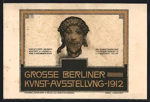 AK Berlin, Kunst-Ausstellung 1912, Büste in einem Rahmen