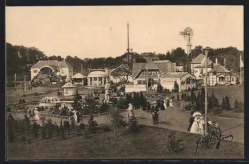 AK Freiberg, Blick über die Erzgebirgs-Ausstellung 1912