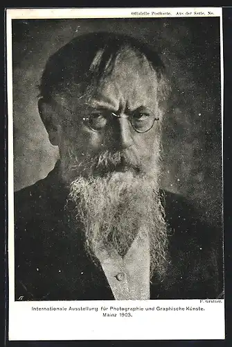 AK Mainz, Internationale Ausstellung für Photographie und Graphische Künste 1903, Portrait Mann mit Brille
