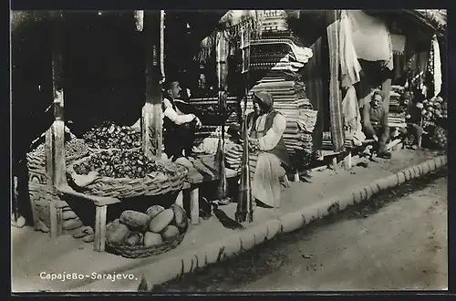 AK Sarajevo, Händler auf dem Wochenmarkt
