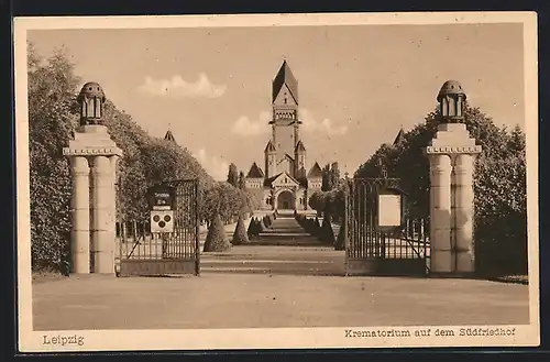AK Leipzig, Crematorium auf dem Südfriedhof