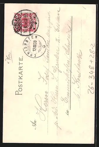 Lithographie Durlach, Gruss vom Turmberg, Kühner Recke