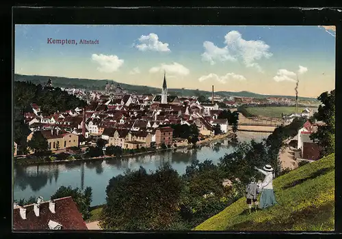 AK Kempten, Altstadt aus der Vogelschau
