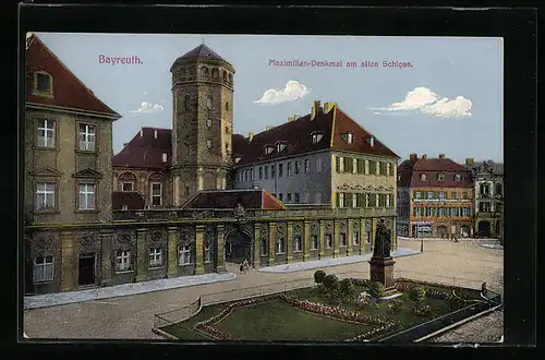 AK Bayreuth, Maximilian-Denkmal am alten Schloss