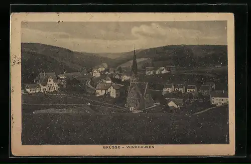 AK Brügge-Winkhausen, Ortsansicht mit Kirche