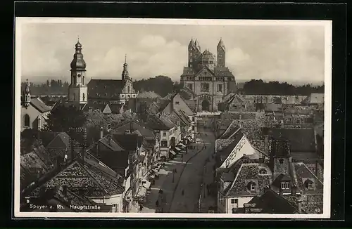 AK Speyer a. Rh., Hauptstrasse mit Dom