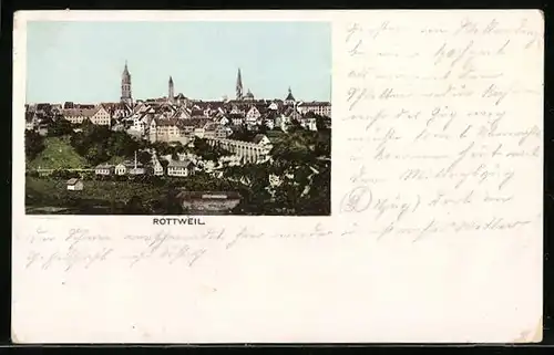AK Rottweil, Ortsansicht mit Kirchen