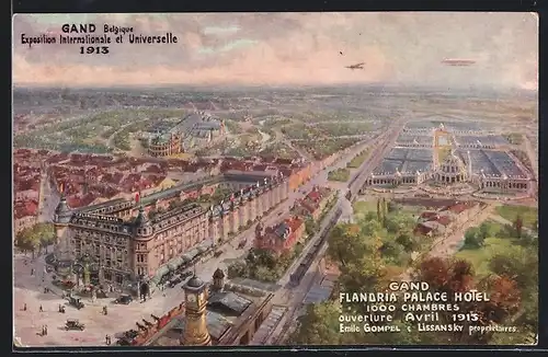 AK Gand, Belgique Exposition Internationale et Universelle 1913, Flandria Palace Hotel, Ausstellung