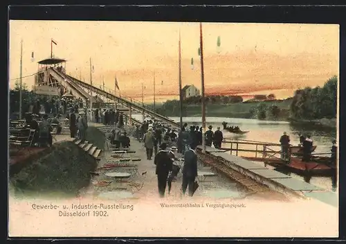 AK Düsseldorf, Gewerbe- und Industrie Ausstellung 1902, Wasserrutschbahn im Vergnügungspark