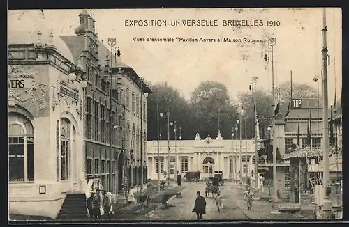 AK Bruxelles, Exposition Universelle 1910, Vues d`ensemble Pavillon Anvers et Maison Rubens, Ausstellung