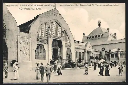 AK Nürnberg, Bayerische Jubiläums-Landes-Ausstellung 1906, Ausstellung des Staatsminist. für Verkehrsangelegenheiten