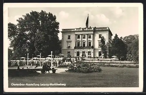 AK Leipzig-Markkleeberg, Gartenbau-Ausstellung, Anlagen mit Besuchern