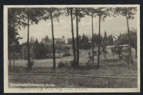 AK Echsenbach, Ortsansicht, Kirche im Grünen