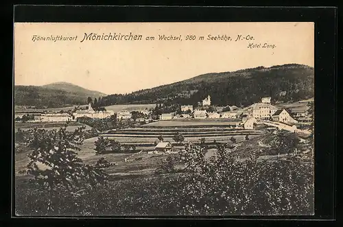 AK Mönichkirchen am Wechsel, Ortsansicht aus der Vogelschau