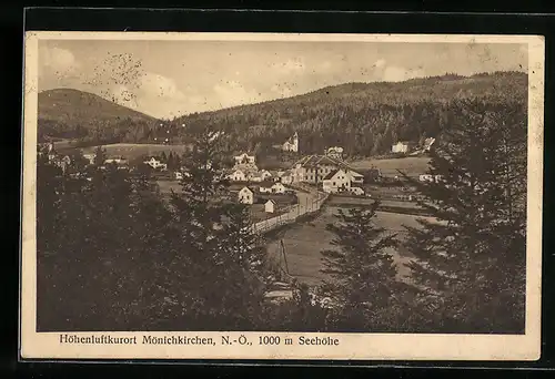 AK Mönichkirchen, Ortsansicht mit Blick durchs Grüne